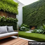 Home 22 원예디자이너 연봉 현실 - A modern urban residential garden designed by a professional landscape designer, featuring a lush ve...