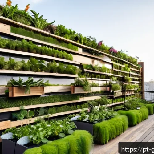 Home 30 원예디자이너 현업에서의 역할 - A compact urban rooftop garden in São Paulo featuring vertical gardening on walls with lush green na...