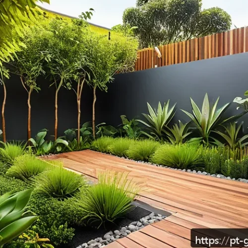 Home 17 원예디자이너 직무 능력 향상법 - A vibrant sustainable garden in a sunny Brazilian backyard featuring native plants adapted to local ...